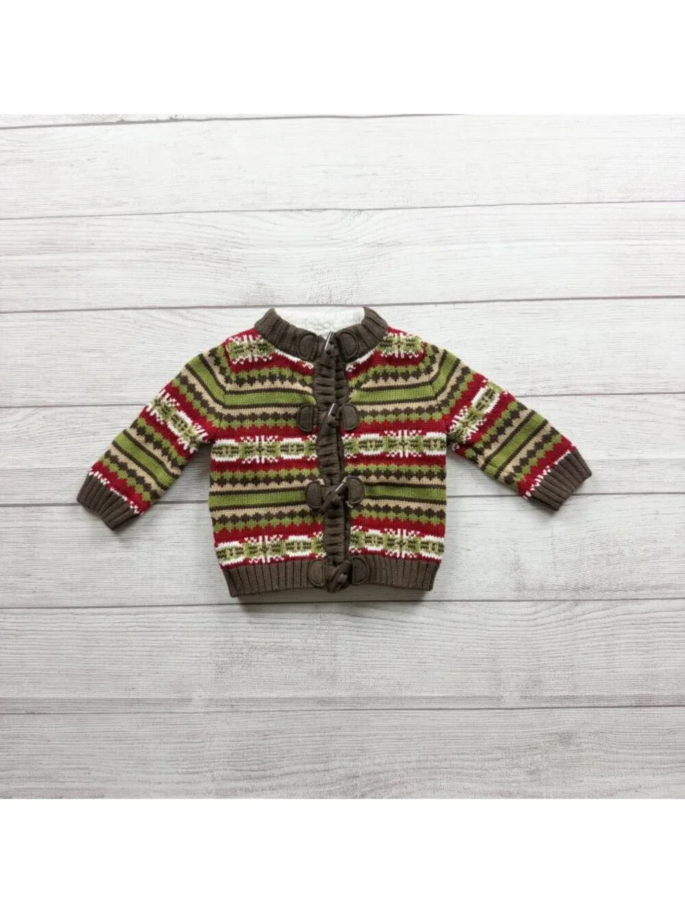 Gymboree Baby Fair Isle Pattern Sherpa Lined Cardigan Sweater 6-12 Months